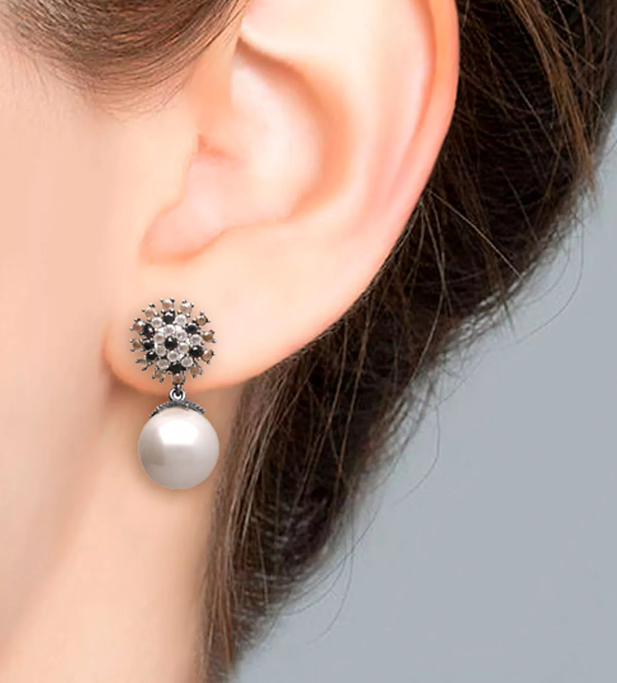 Pendientes de plata Vapour "Bohemie" pendientes de plata marca Vapour perlas mavelinas y cristales checos toma modelo femenino