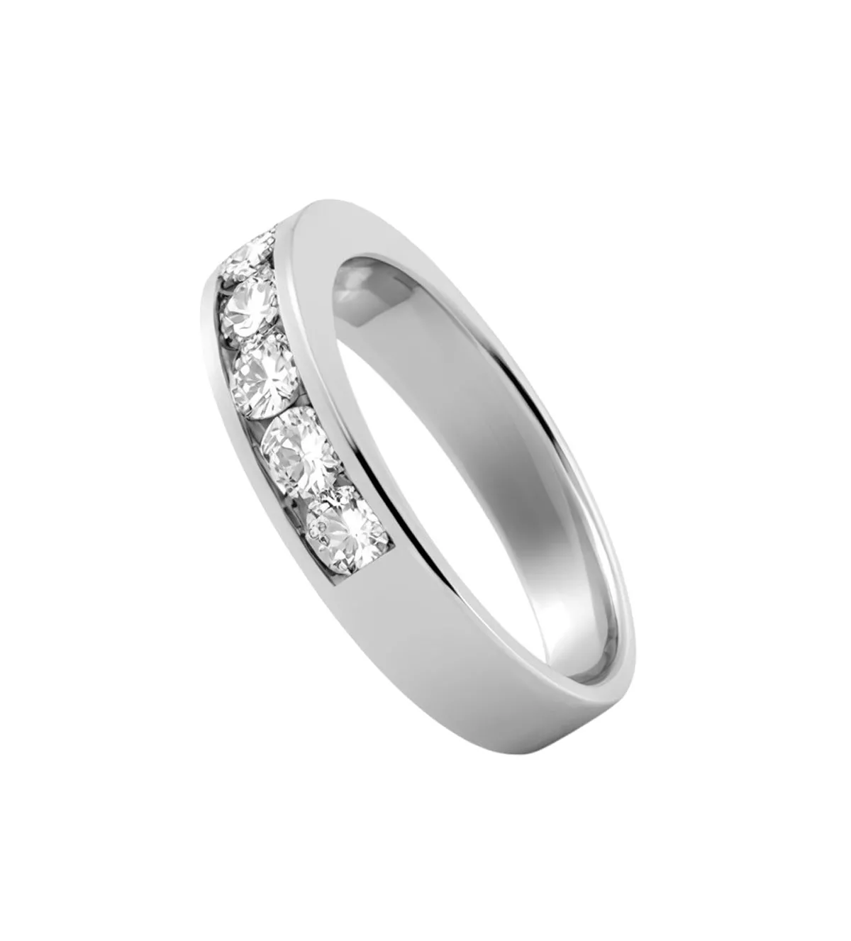 Media alianza de oro blanco con diamantes "EVOLUTION" 0,96 ct anillo de compromiso oro blanco 18 ktes con 8 brillantes EVOLUTION foto lateral