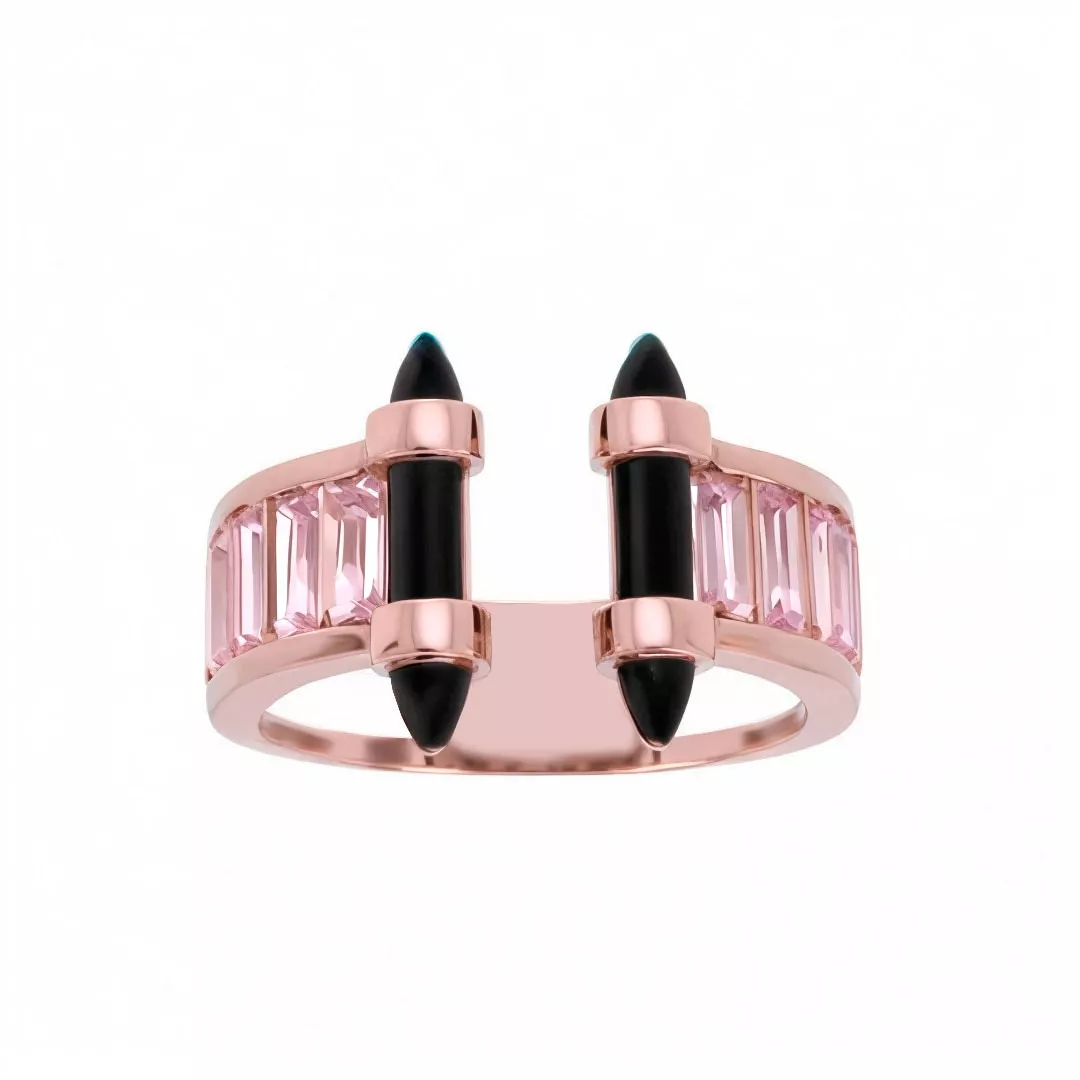 Anillo de oro rosa 18 ktes "Dualidad" anillo de oro rosa con cuarzos y onix marca Perelli nombre Dualidad