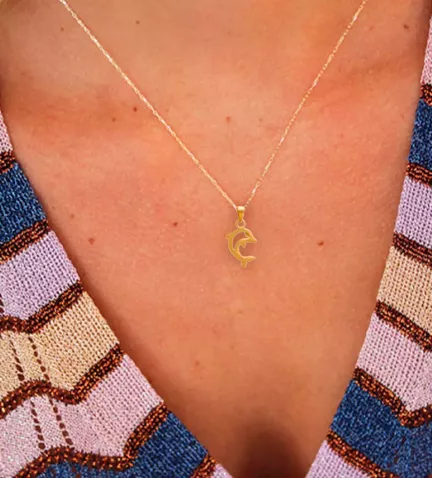 colgante de oro 9k delfin vista modelo