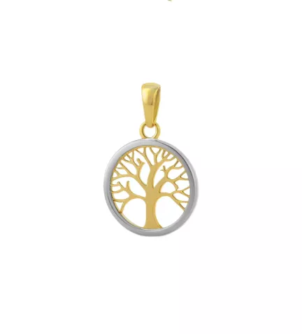 colgante de oro bicolor arbol de la vida vista principal