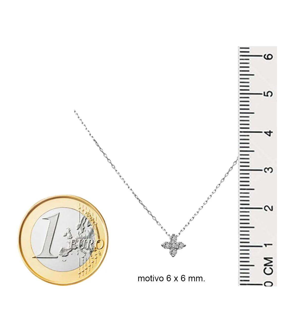 Gargantilla de oro blanco y diamantes Cruz Griega gargantilla-de-oro-blanco-18k-con-motivo-cruz-diamantes vista con regla