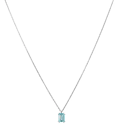 Gargantilla de oro blanco con aguamarina