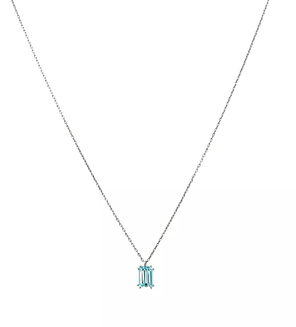 Gargantilla de oro blanco 18k con aguamarina "Luz de Mar" Gargantilla de oro blanco con aguamarina