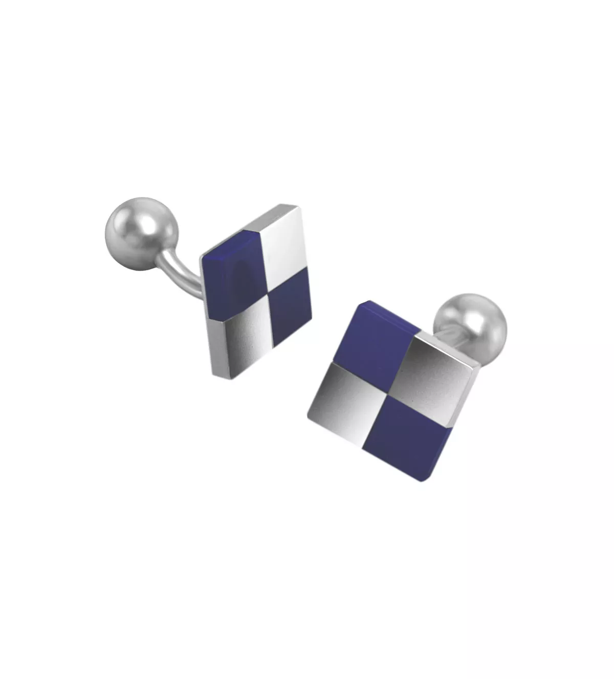 Gemelos de plata "Damero" gemelos de plata y lapislazuli