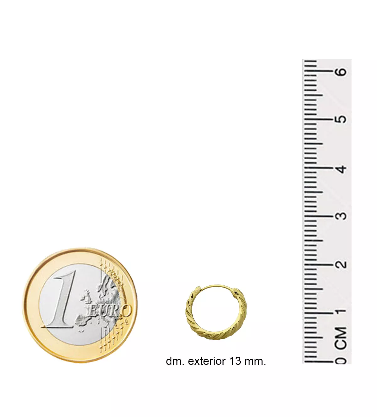 Pendientes de oro Criollas Gallonadas 12 mm. pendientes de oro gallones 13 mm. toma con medida