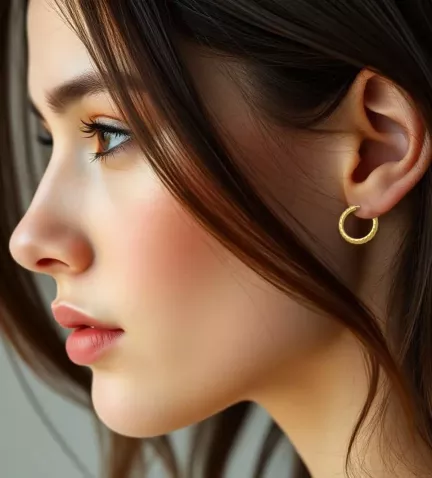 pendientes de oro amarillo 18k criollas gallonadas 15mm foto modelo IA