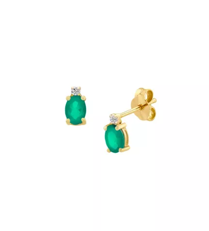 pendientes de oro con esmeralda y brillante Enchanted toma lateral