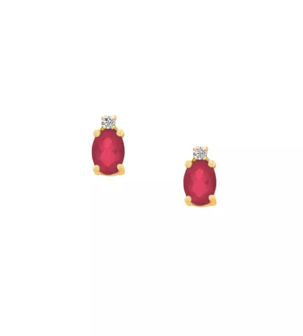 pendientes de oro 18k y rubi con brillante Enchanted toma frontal