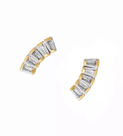 pendientes de oro y circonitas Abanico toma frontal