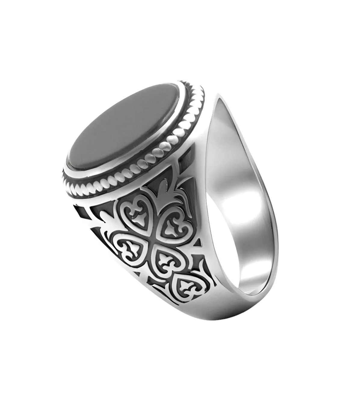 Sello de plata para hombre "Guardian" sello de plata y onix Guardian joya para hombre foto lateral