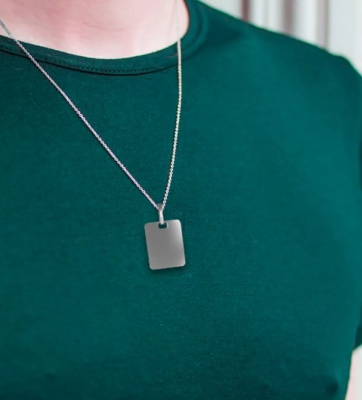 Chapa de identidad de plata 031_119-PLA-P1E chapa xde identidad de plata rectangulo modelo hombre