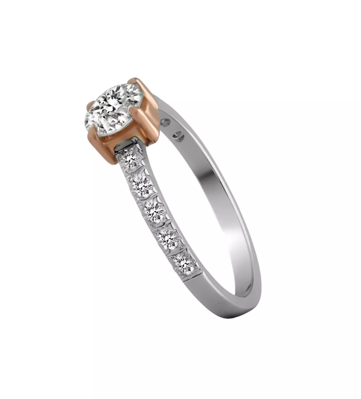 Anillo de compromiso oro blanco y rosa "ROSMARY" anillo de compromiso ROSMARY foto toma lateral