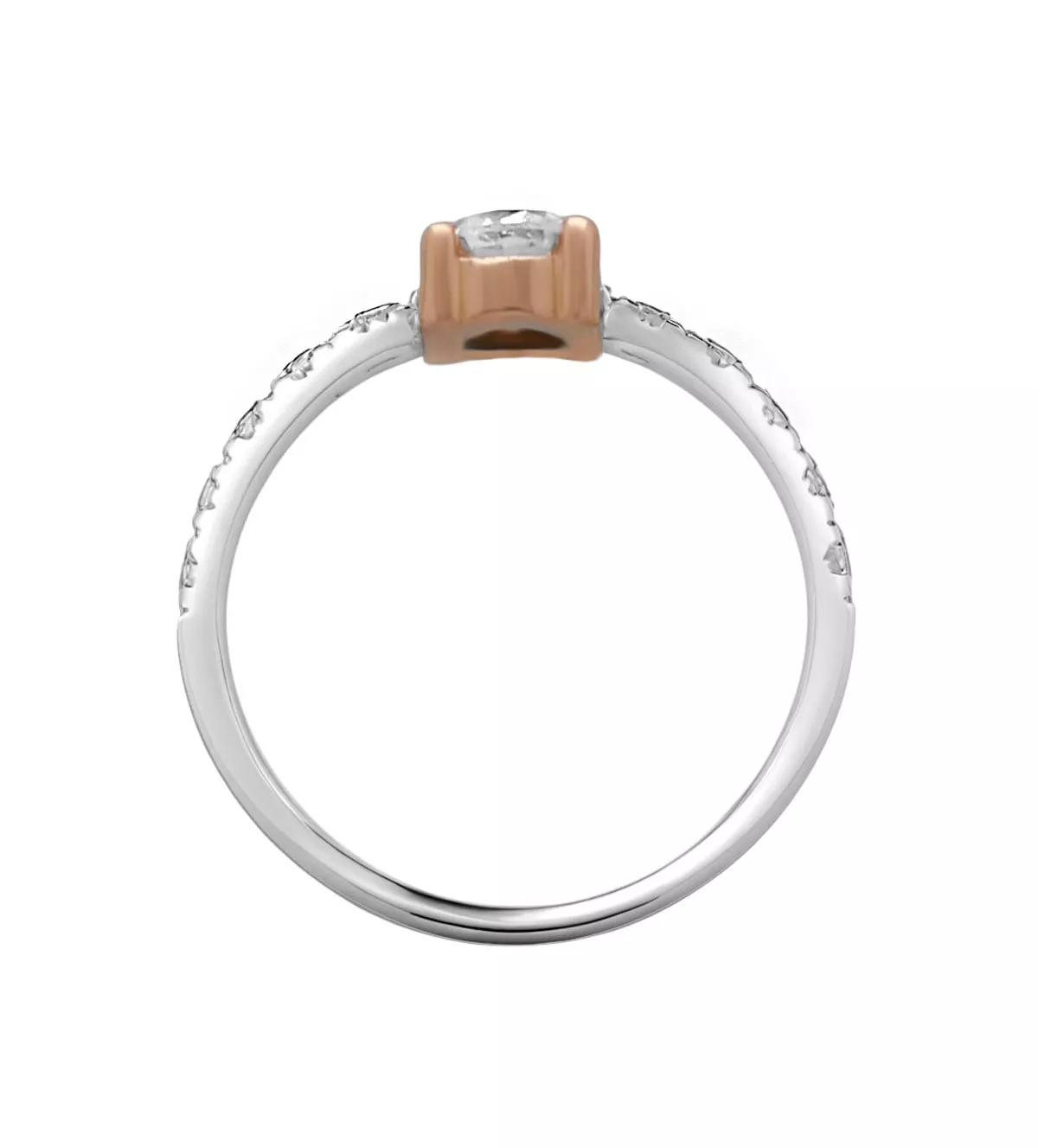 Anillo de compromiso oro blanco y rosa "ROSMARY" anillo de compromiso ROSMARY foto toma cenital