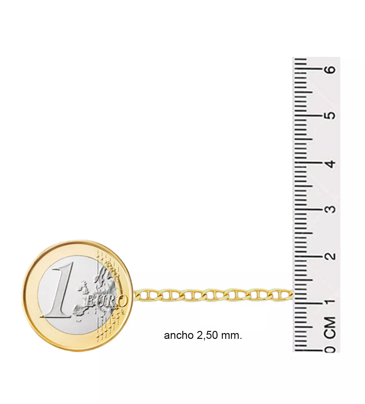 Cadena de oro 18K modelo ancla 127_ANCLA60 cadena de oro ancla barbada foto con medidas
