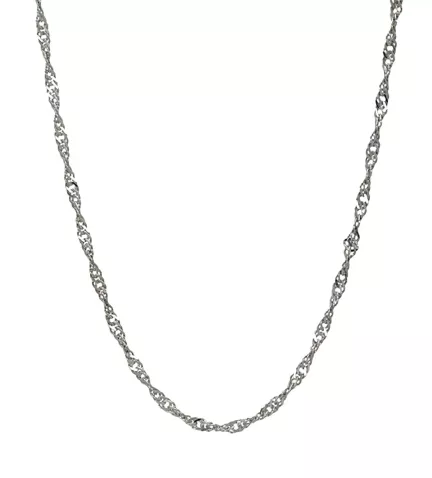 cadena de plata singapur con baño de rodio toma frontal