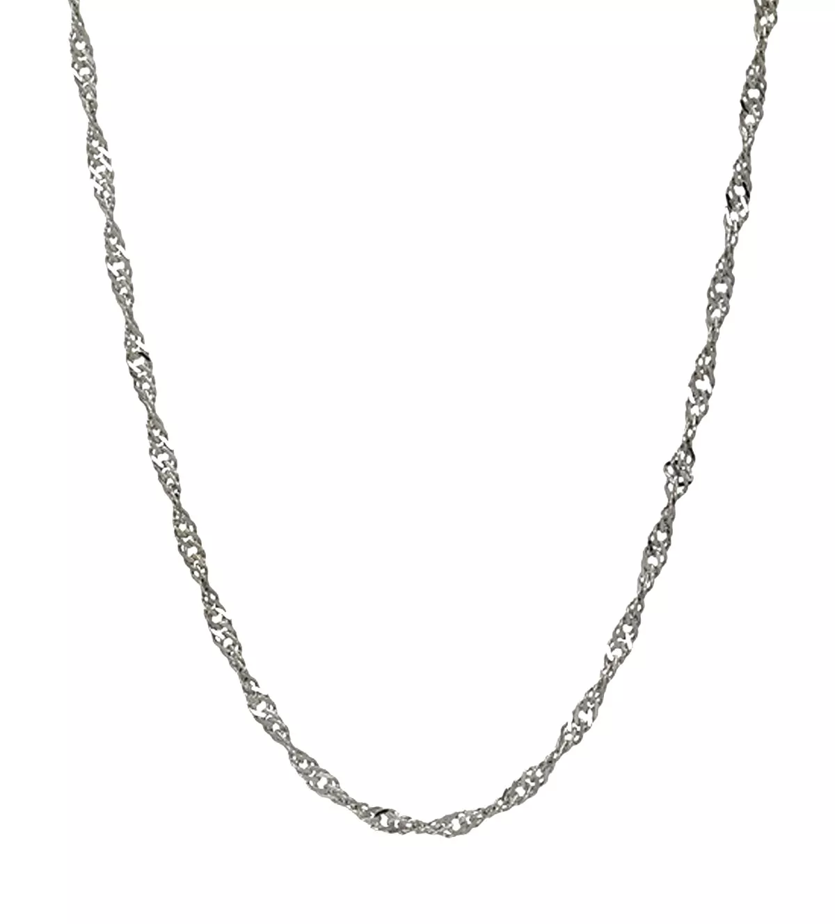 cadena de plata singapur con baño de rodio toma frontal