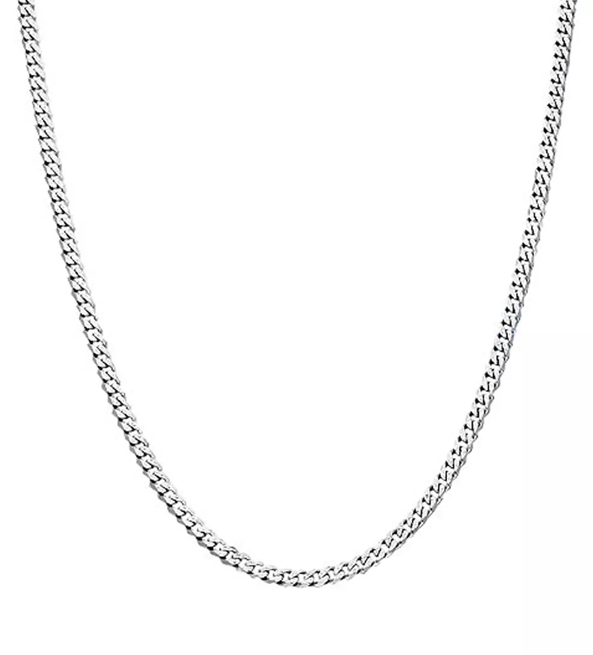 cadena de oro blanco eslabones barbados foto frontal