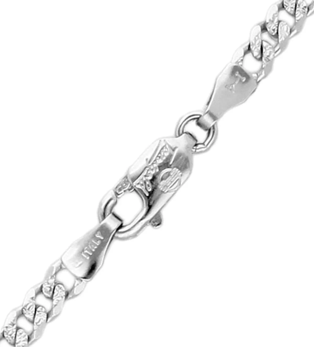 cadena de oro blanco eslabones barbados foto detalle broche