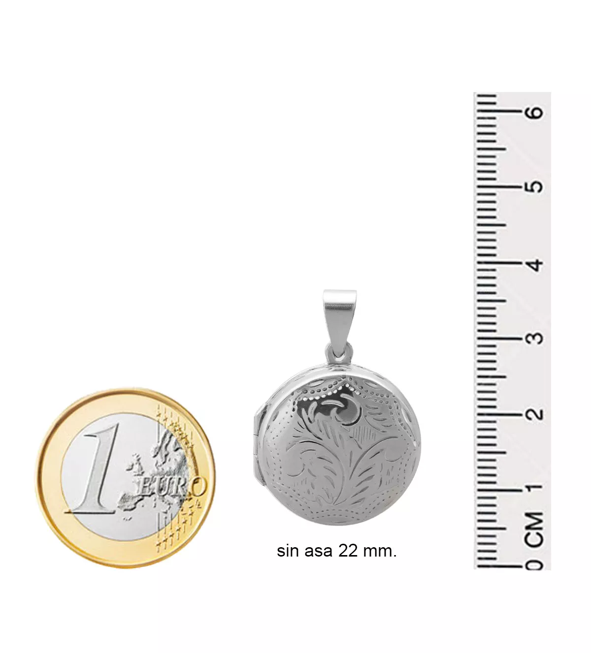 Colgante de plata guardapelos circulo grabado Colgante de plata guardapelos circulo grabado - Imagen 5