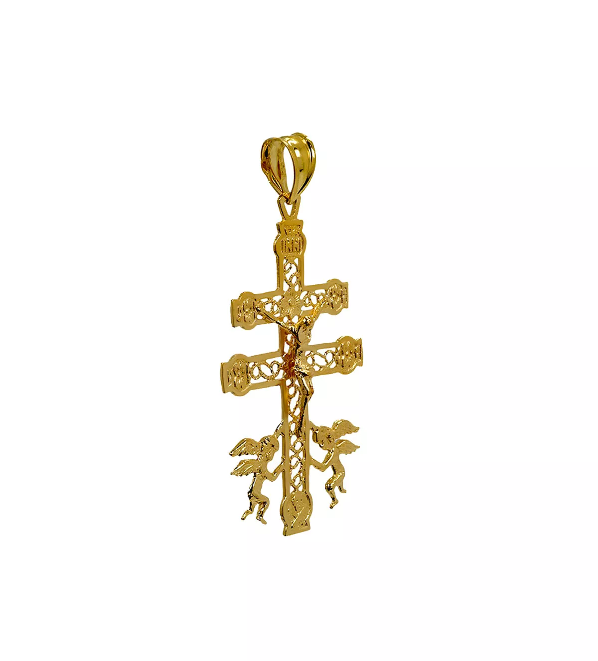 Cruz de oro 18 ktes Caravaca 25X4 cruz de oro Caravaca Calada vista oblicua