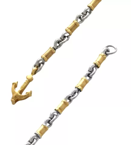 pulsera de oro y acero 18k industrial vista detalle