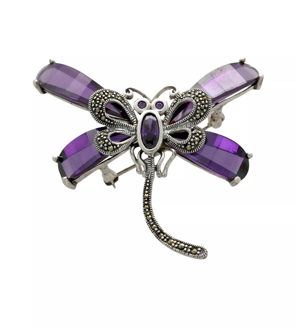 Broche de plata para solapa 297_812271A broche de plata para solapa libelula alas moradas