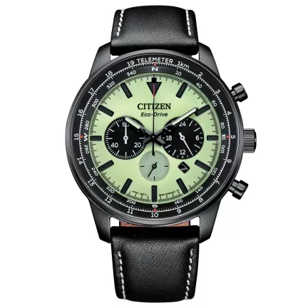 Reloj Citizen cronógrafo Eco Drive en acero y piel CA4505-21X