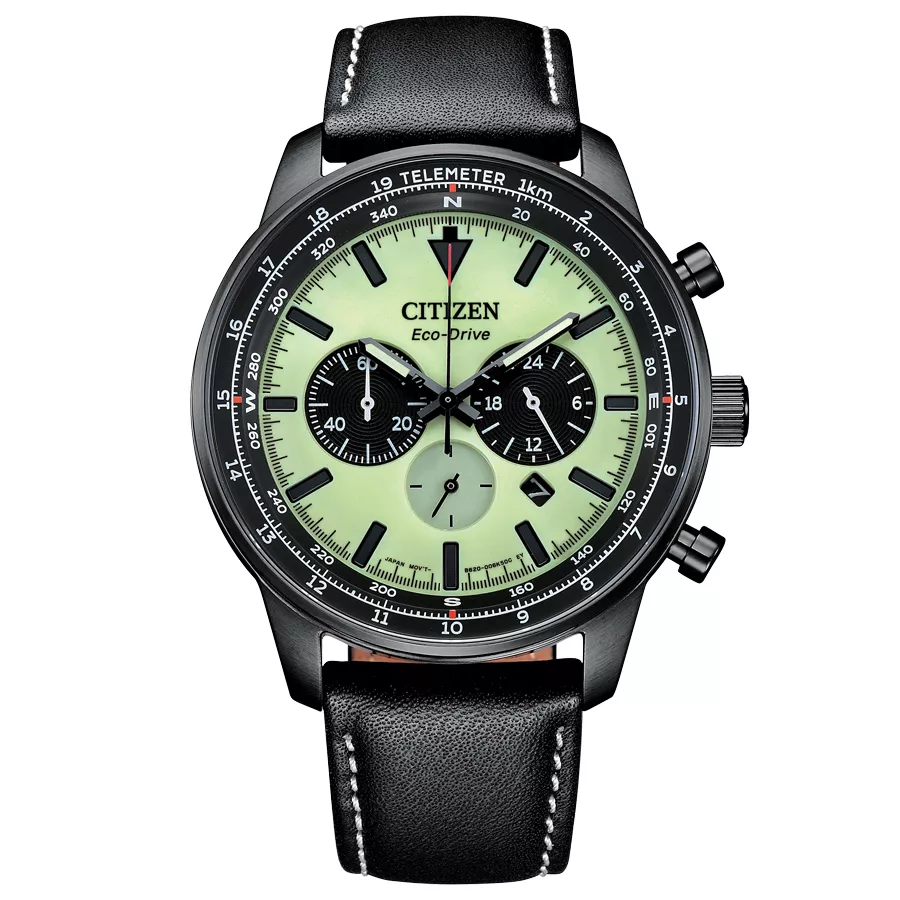 Reloj Citizen cronógrafo Eco Drive en acero y piel CA4505-21X