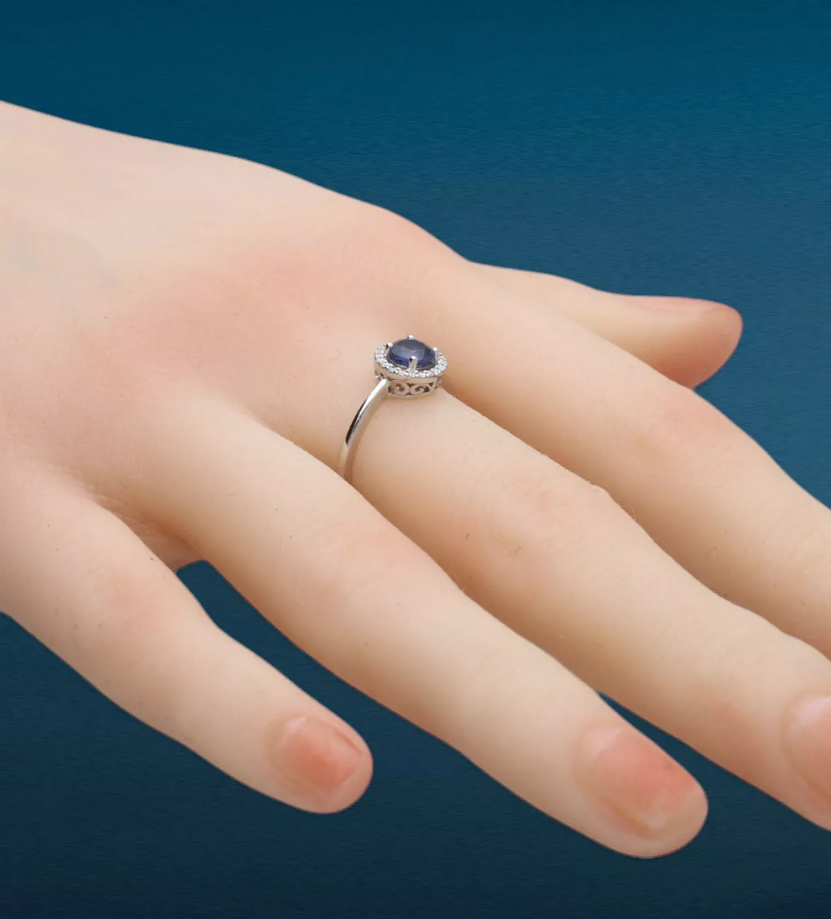 Anillo de oro blanco 18 ktes "Blue" Anillo de oro blanco 18 ktes "Blue" - Imagen 7