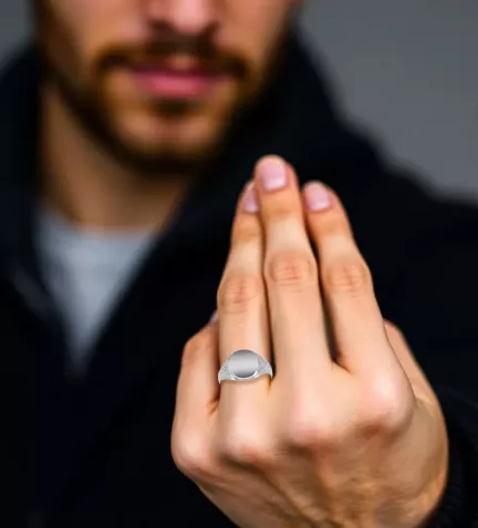 anillo de plata para hombre sello para grabar vista modelo IA
