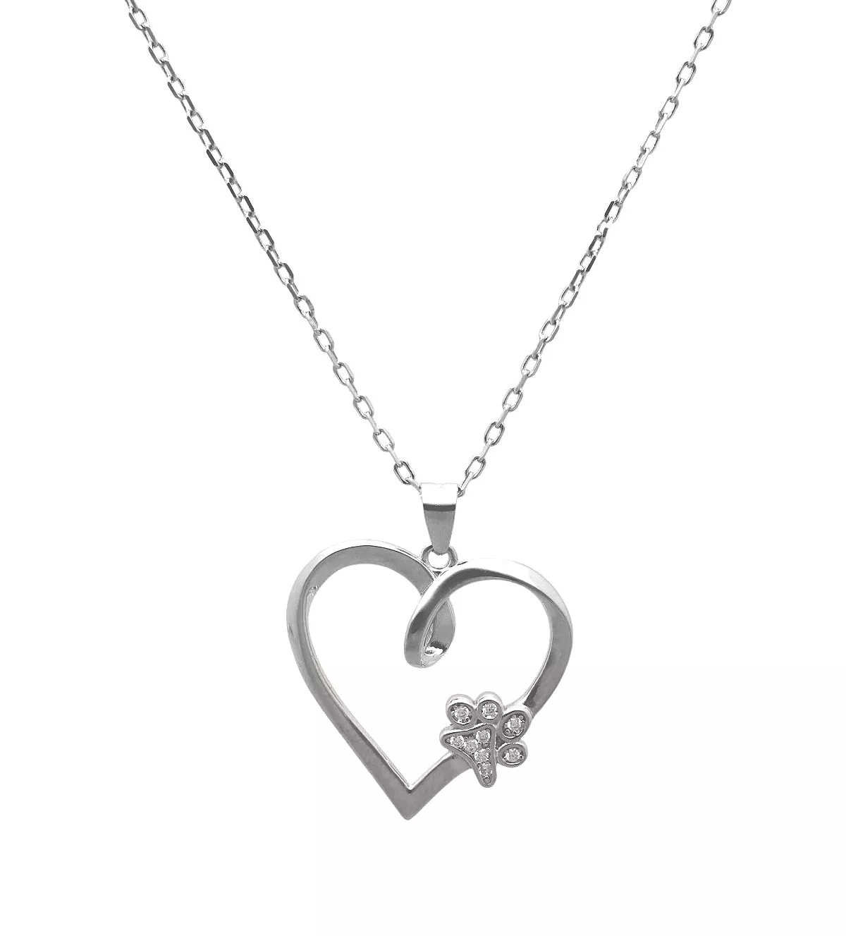 gargantilla de plata huella de amor con circones foto frontal
