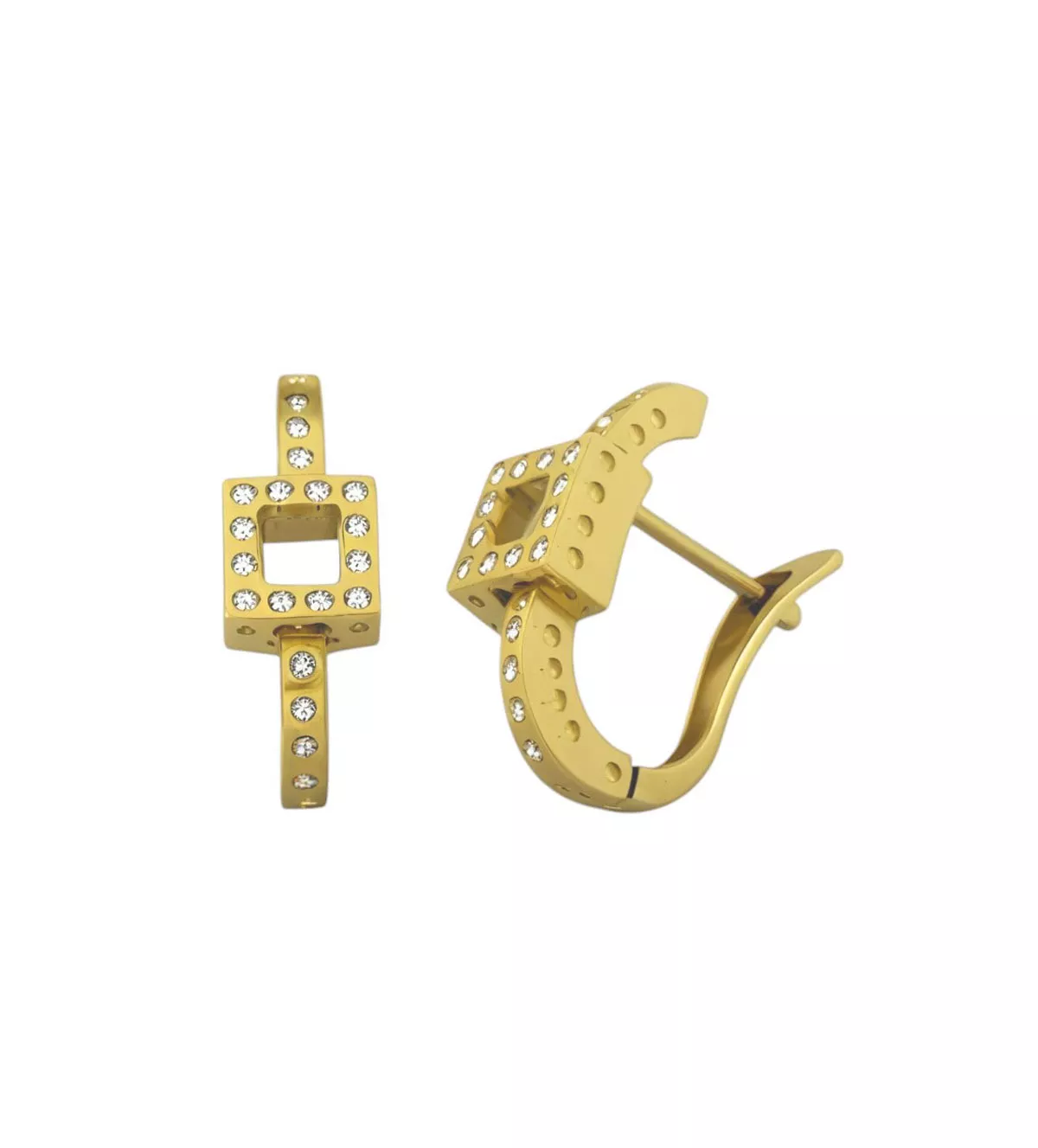 pendientes de oro amarillo 18k con diamantes cuadrante de luz vista principal