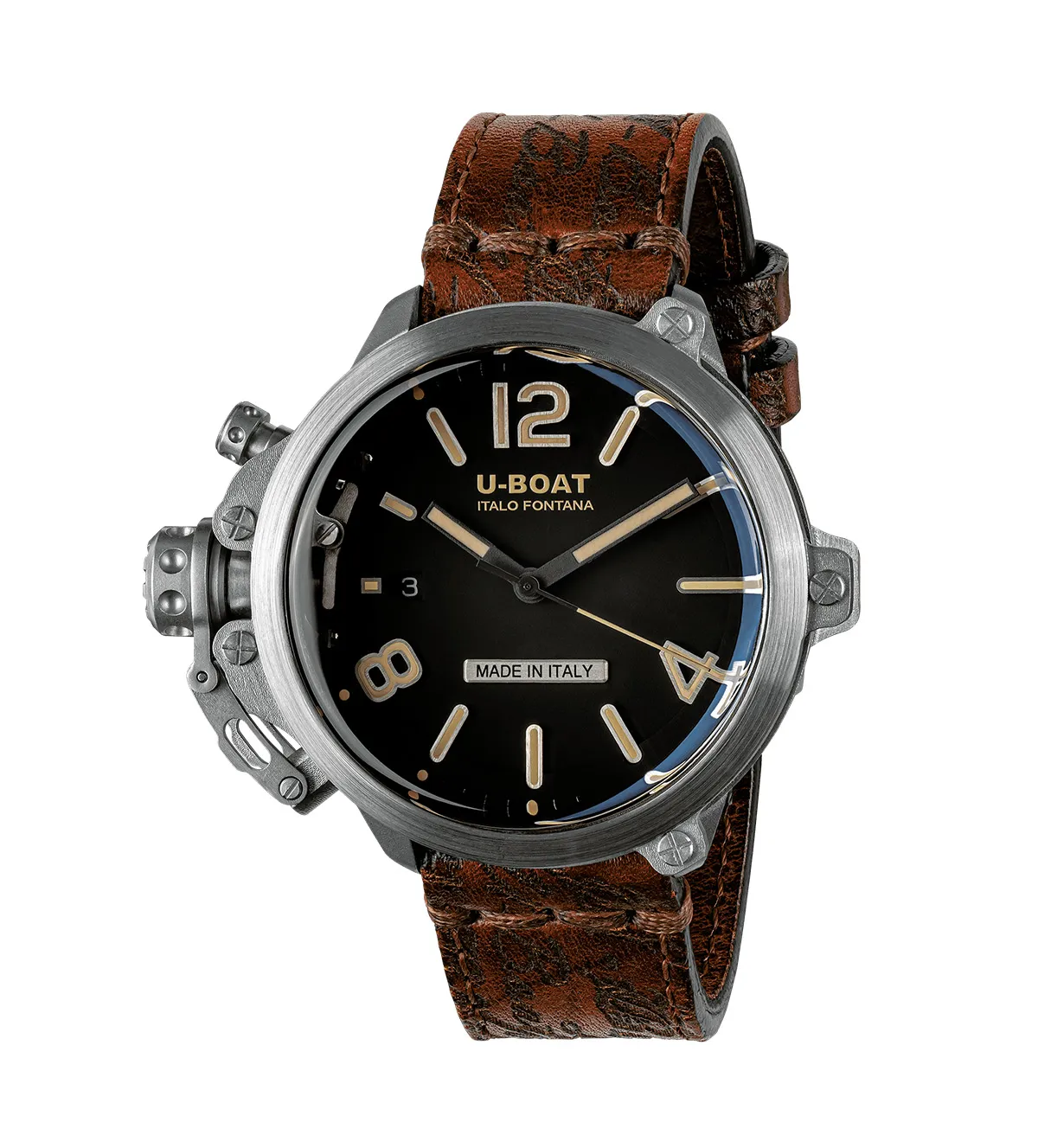 Reloj U-Boat Capsule 45mm acero PVD y piel marrón 8809-03