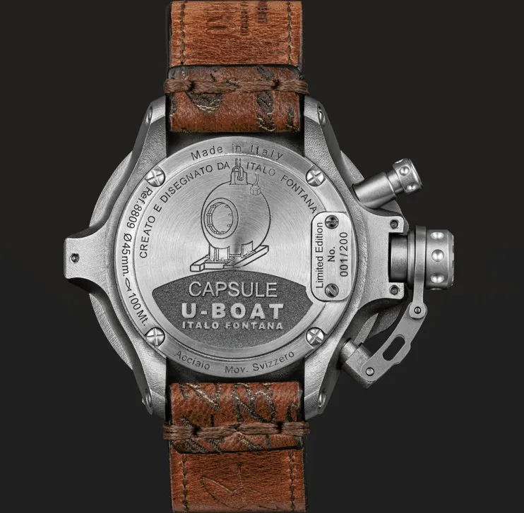 Reloj U-Boat Capsule 45mm acero PVD y piel marrón 8809