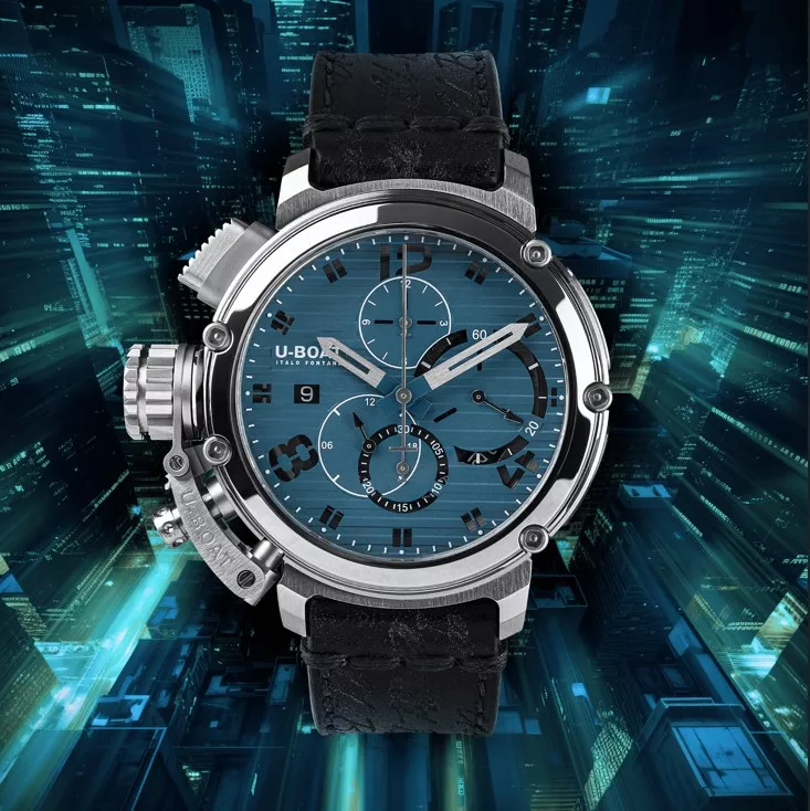 Reloj U-Boat CHIMERA 46MM CHRONO SS BLU 9589 con fondo