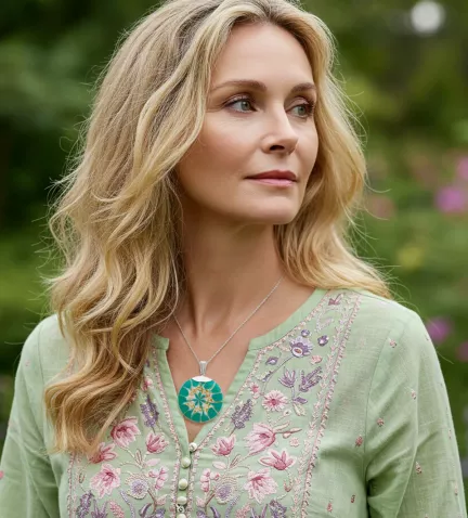 colgante de plata y resina toma modelo mujer