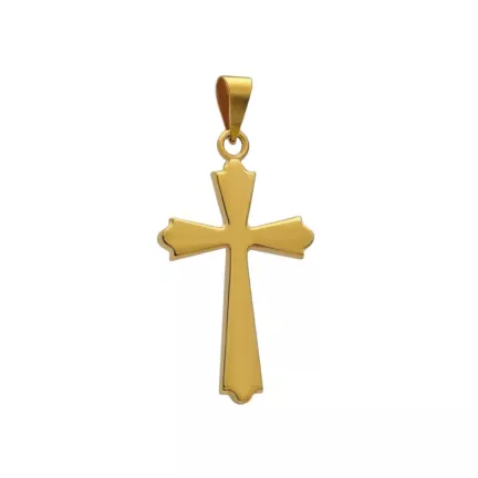 cruz de oro amarillo 18 ktes vista frontal