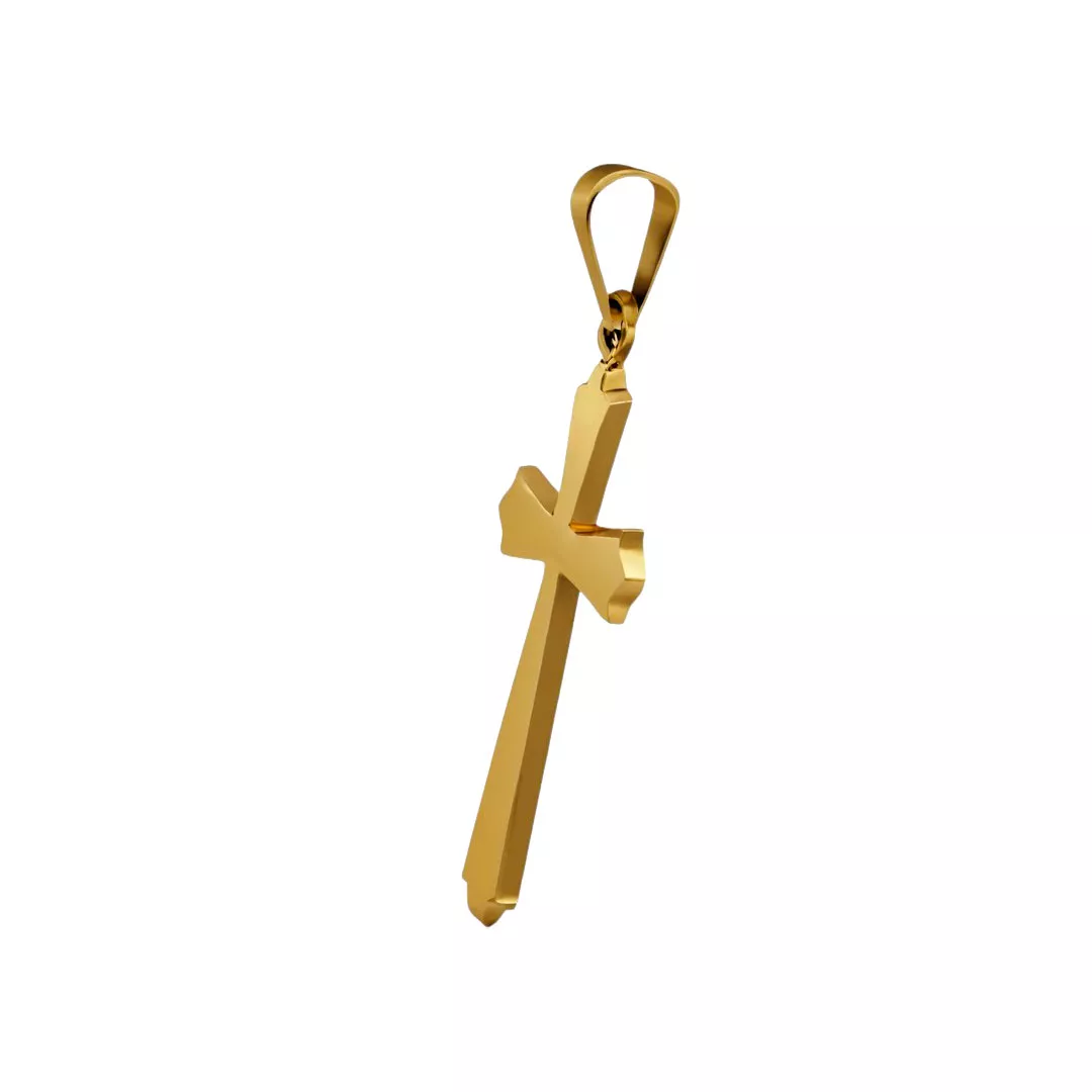 Cruz de oro 18K TRILOBULADA lisa 036_BB_25X19 cruz de oro amarillo 18 ktes modelo sin lateral
