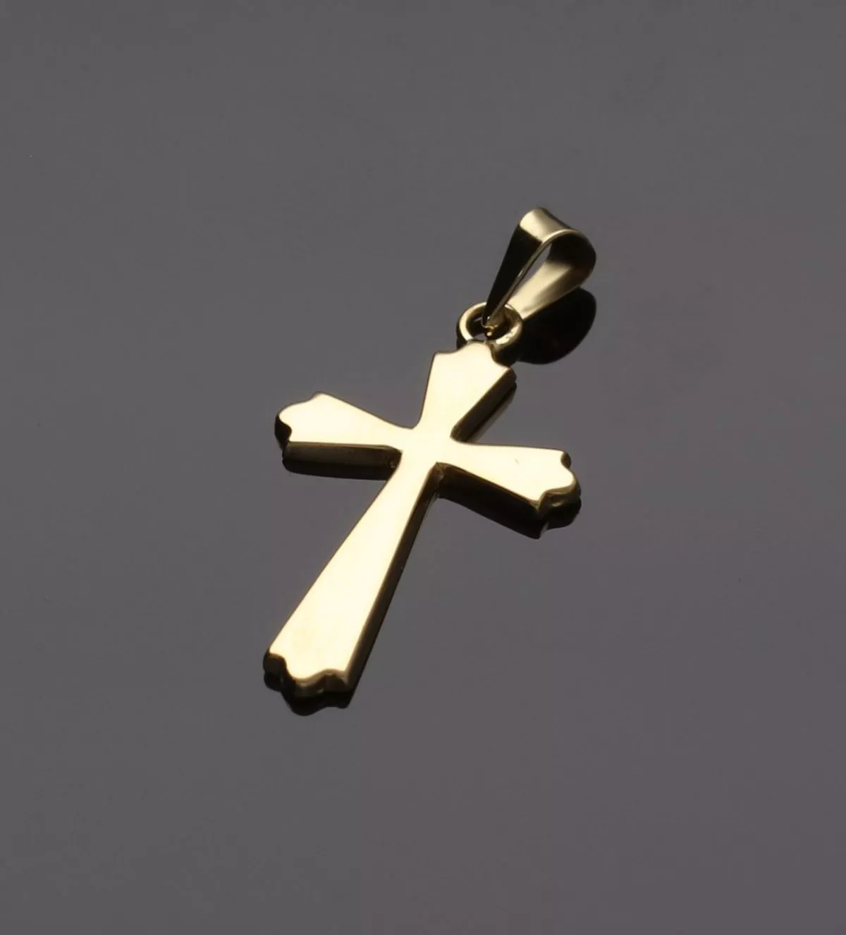 Cruz de oro 18K TRILOBULADA lisa 036_BB_25X19 cruz de oro amarillo 18 ktes modelo sin retoque