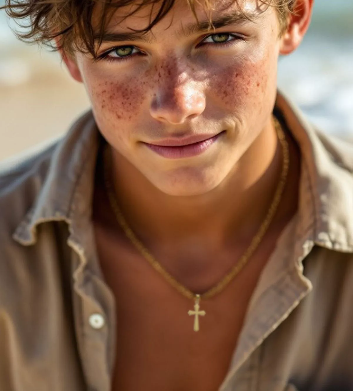 Cruz de oro 18K TRILOBULADA lisa 036_BB_25X19 cruz de oro amarillo 18 ktes modelo joven