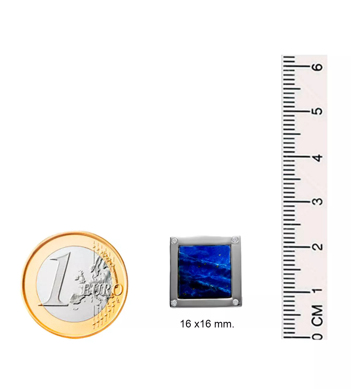 Gemelos de oro blanco y lapislázuli "Legado Azul" gemelos de oro blanco 18k con lapislazuli y diamantes vista medidas