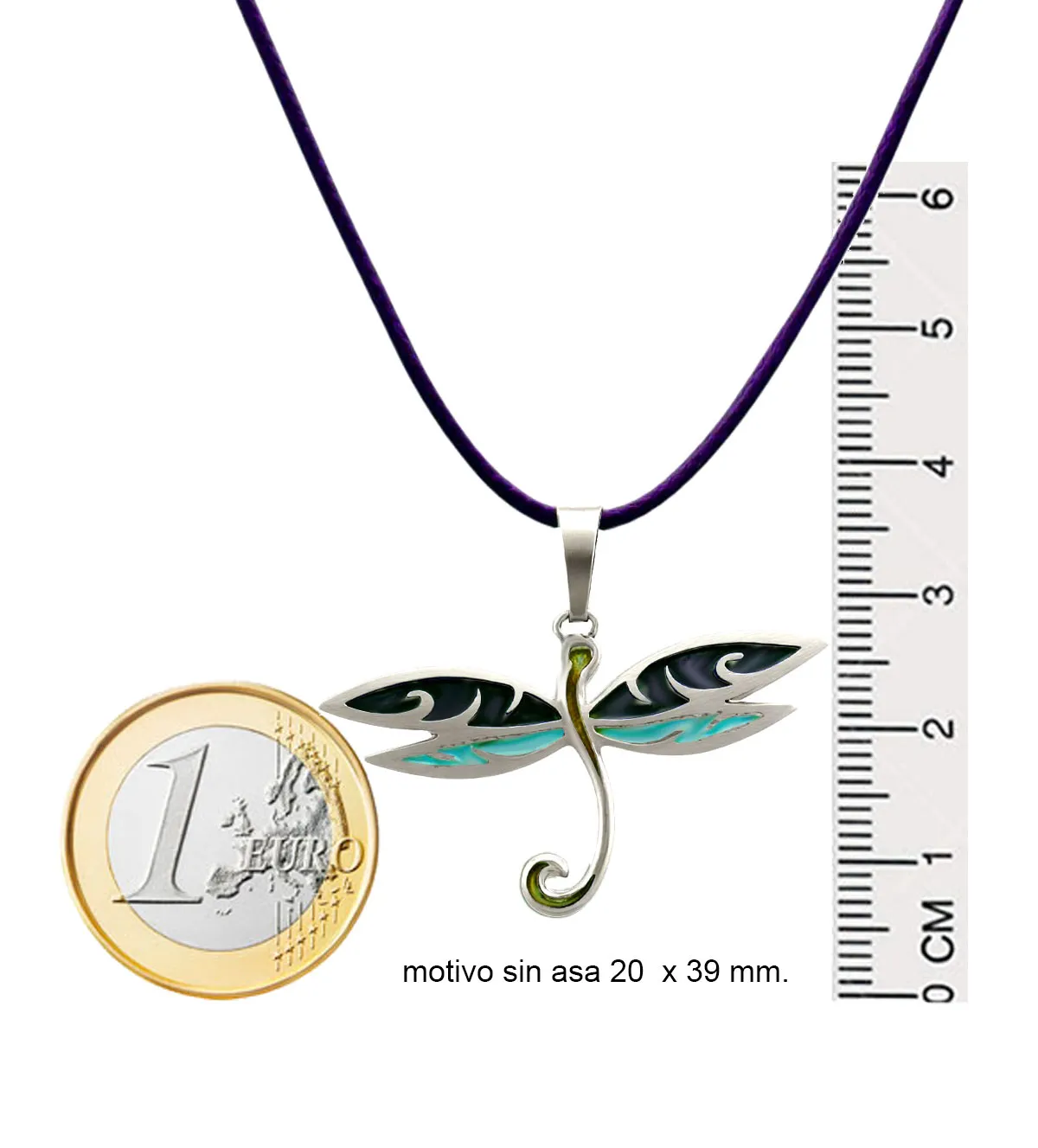 Gargantilla de plata Libélula 226_RH181008-MO colgante-de-plata-libelula-226_RH181008-MO. foto con medidas