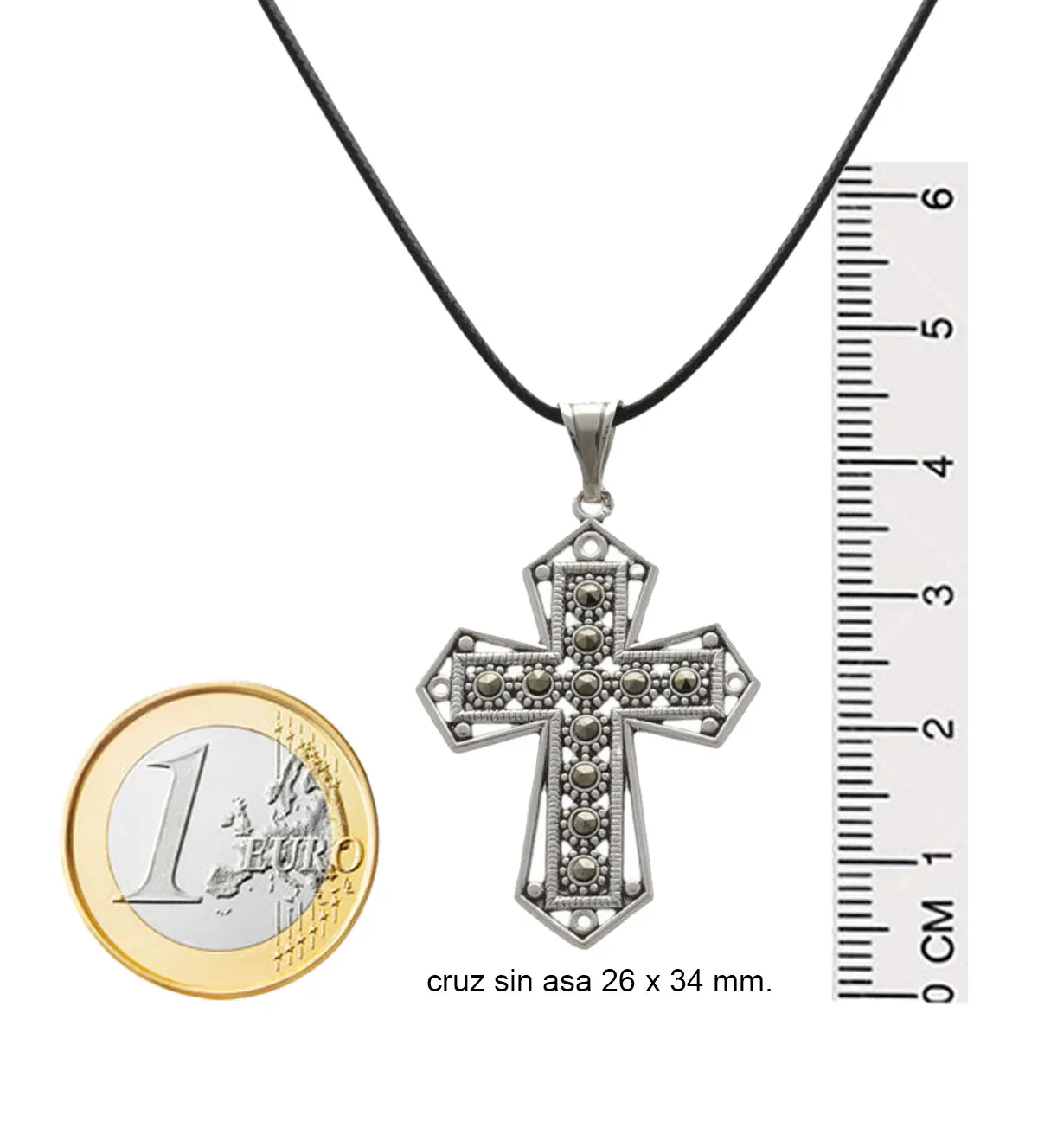 Gargantilla de plata Cruz con marquesitas 226_PM006PC Gargantilla de plata Cruz con marquesitas 226_PM006PC - Imagen 3