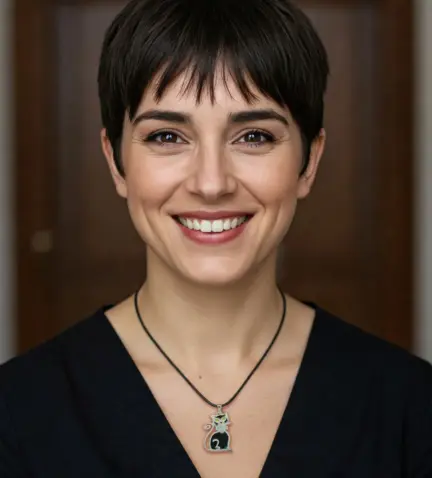 gargantilla de plata gato toma con mujer