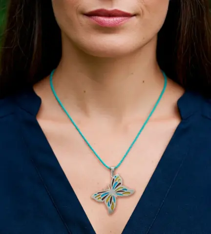 gargantilla de plata mariposa esmaltada 226 RH140803 C 10