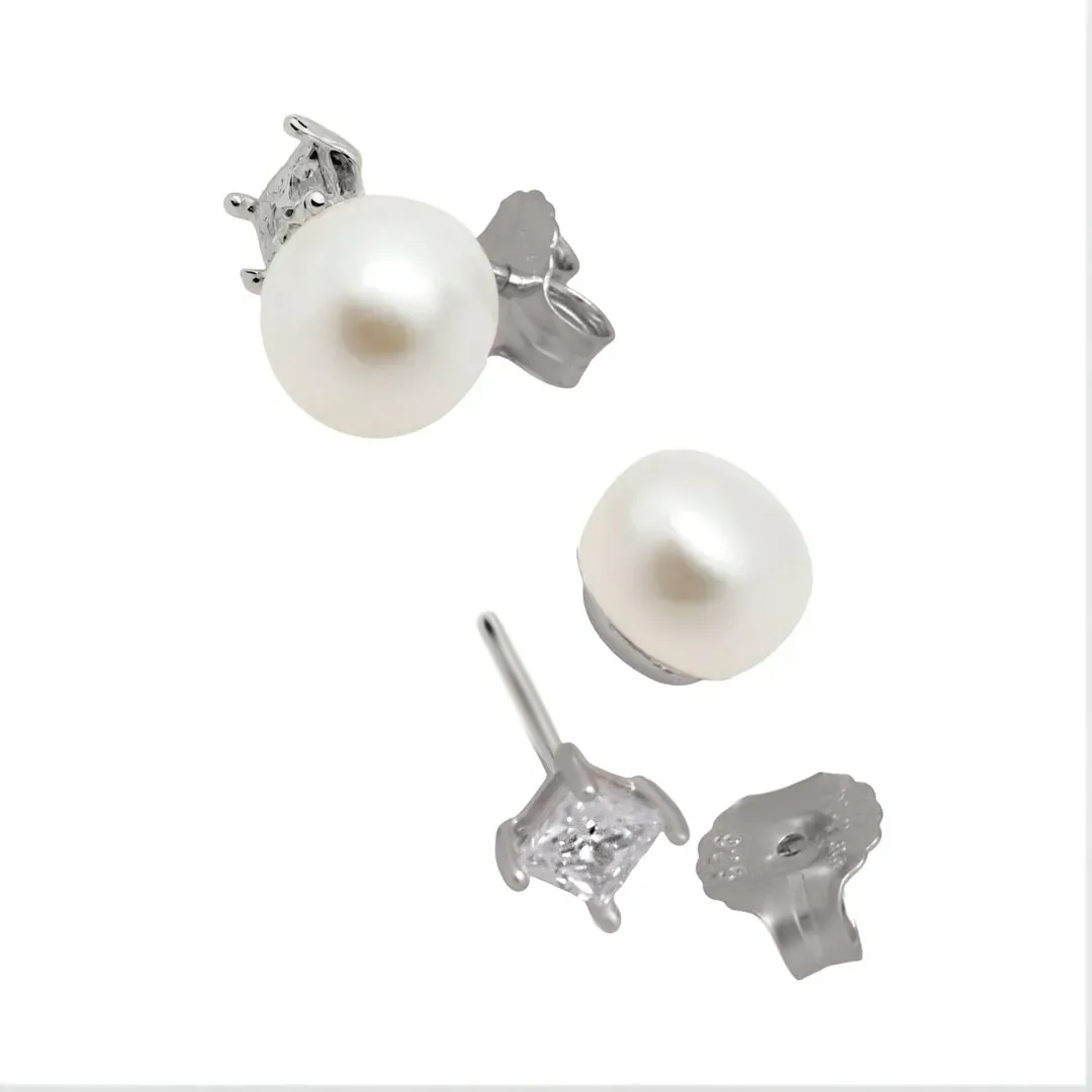 Pendientes de plata con Perla y Circón 280_2024754 pendientes-de-plata-con-perla-cultivada-y-circon-280_2024754 foto detalle desmontable