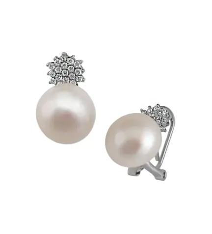 Pendientes de plata con Perla y circones 280_2025071 pendientes-de-plata-con-perla-cultivada-y-circones-280_2025071