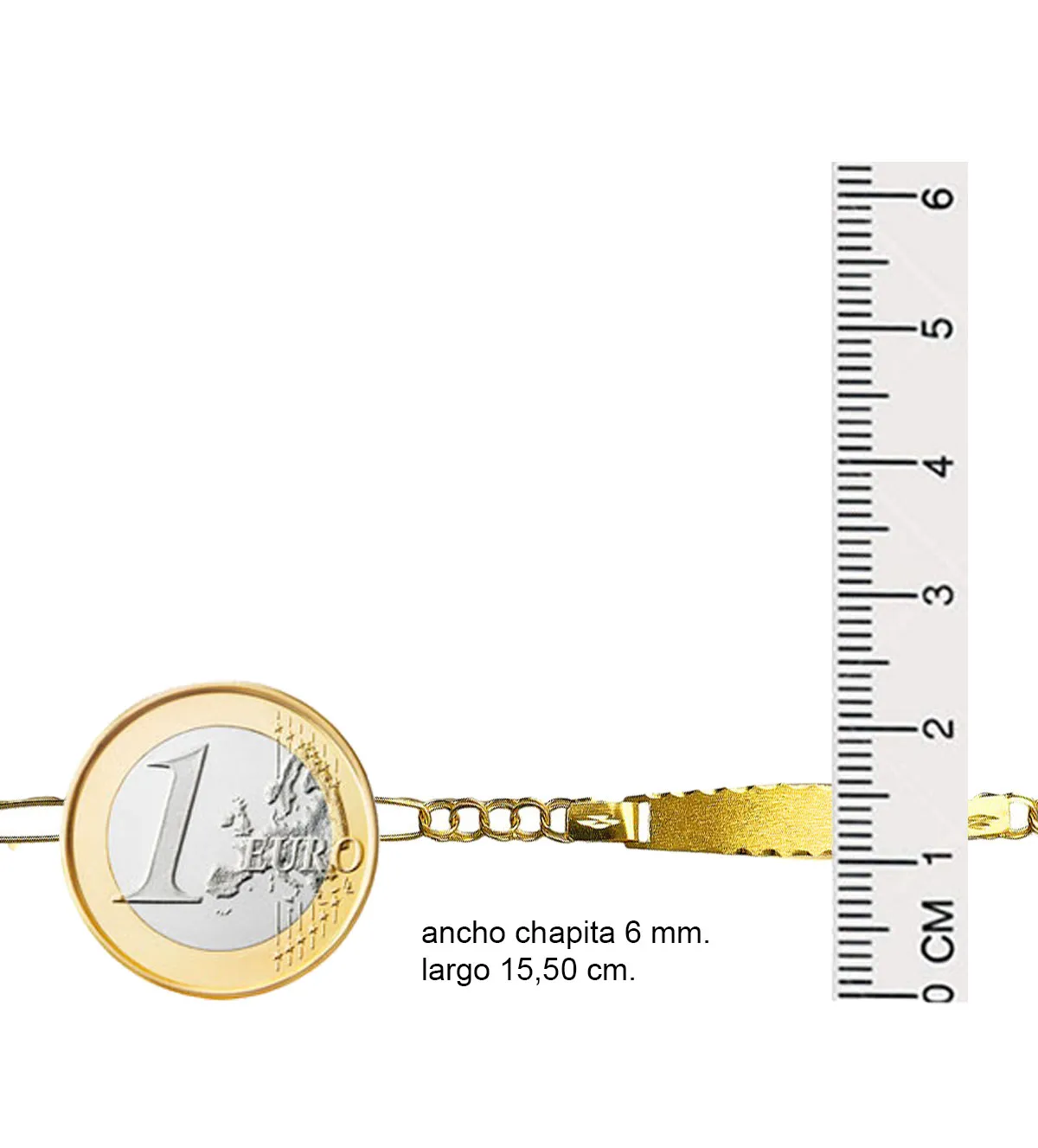 Pulsera de oro con chapa para Comunión 036_BB_25P7 pulsera 25p7 toma con medidas