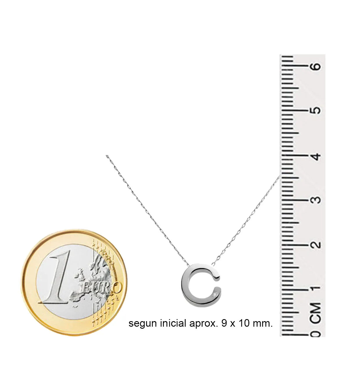 Gargantilla de oro 18k inicial 323_4076 gargantilla-de-oro-blanco-con-brillante-323_4076 medidas